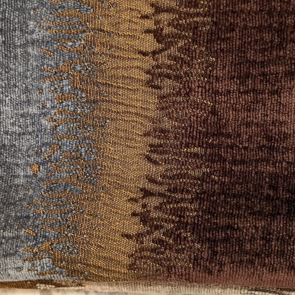 B. Smith Neutral Earth Tones Brown Beige Dusty Blue Texture Woven Shower Curtain - Picture 2 of 10